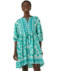 Roman - Tie Front Border Print Tassel Dress - Lyst