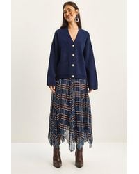 Bianco Lucci - Lined Checkered Midi Skirt - Lyst