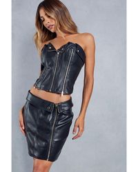 MissPap - Premium Leather Look Biker Mini Skirt - Lyst
