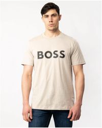 BOSS - Boss Tee 1 Cotton Jersey Regular Fit T-Shirt With Logo Print - Lyst