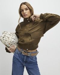 River Island - Bomber Jacket Funnel Neck Long Sleeve Nylon - Lyst