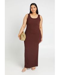Boohoo - Plus Rib Scoop Neck Maxi Dress - Lyst