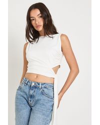 Boohoo - Supersoft Cut Out Tie Drape Sleeveless Top - Lyst