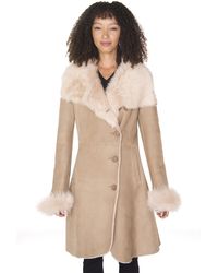 Infinity Leather - Suede Merino Shearling Coat With Toscana Collar-Hanoi - Lyst
