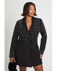 Boohoo - Plus Pearl Embellished Blazer Dress - Lyst