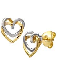 DIAMANT L'ÉTERNEL - 9Ct And Cubic Zirconia Double Heart Stud Earrings - Lyst