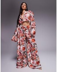 ASOS - Co-Ord Linen Look Tailored Wide Leg Trouser - Lyst