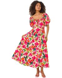 D.u.s.k - Floral Pleated Puff Dress - Lyst