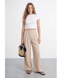 Warehouse - Extreme High Waisted Wide Leg Pleated Tailored Trousers - Lyst