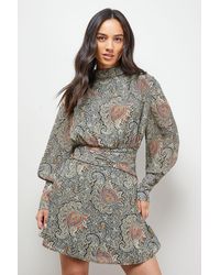 Oasis - Volume Shoulder Western Mini Dress - Lyst