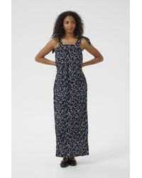 Kaffe - Jurk Loose Fit Midnight Marine Lace Print Marine - Lyst