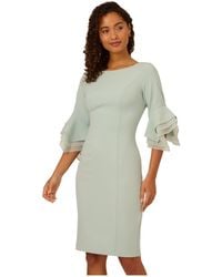 Adrianna Papell - Knit Crepe Tiered Sleeve Dress - Lyst