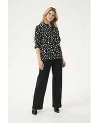 Kaffe - Blouse Met Korte Mouwen Regular Fit Black/white Abstract Print Black White - Lyst