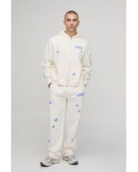 BoohooMAN - Oversized Boxy Official Flower Graphic Zip Through Hooded Tracksuit - Lyst