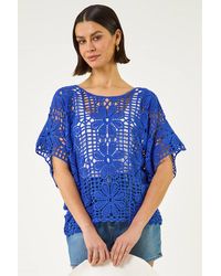Roman - Floral Crochet Knit Top - Lyst