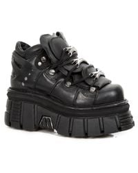 New Rock - 106-S29 Tower Shoes Metallic Leather Biker Punk Gothic Boots - Lyst