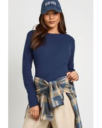 Boohoo - Maternity Basic Rib Long Sleeve Longline Fitted Top - Lyst