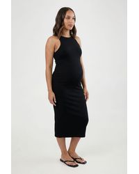Boohoo - Maternity Basic Rib Racer Neck Midi Dress - Lyst