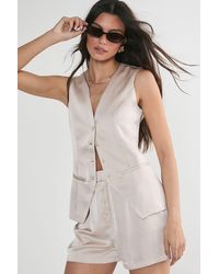 Nasty Gal - Satin Pleated Button Through Waistcoat - Lyst