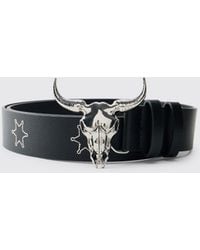 BoohooMAN - Pu Western Buckle Belt - Lyst