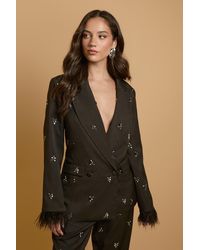 Oasis - Feather Cuff Jewelled Blazer - Lyst