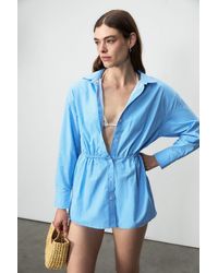 Grimelange - Striped Shirt Collar Mini Dress - Lyst