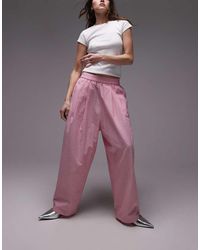 TOPSHOP - Poplin Pull On Stripe Wide Leg Trouser - Lyst