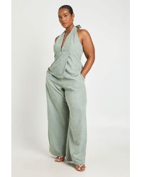 Boohoo - Plus Peached Wide Leg Trouser - Lyst