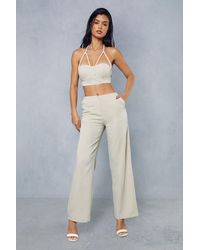 MissPap - Linen Look Twist Bralet & Trouser Co-Ord - Lyst