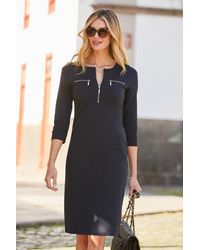 Sosandar - Zip Detail Ponte Shift Jersey Dress - Lyst