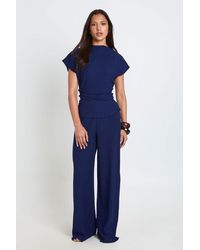 Boohoo - Crinkle Tie Back Top Wide Leg Trouser Co Ord - Lyst