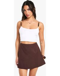 Boohoo - Petite Linen A Line Mini Skirt - Lyst
