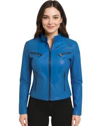 Infinity Leather - Casual Slim-Fit Biker Jacket-Tulsa Lamb Leather - Lyst