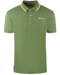 Aquascutum - Twin Tipped Collar Brand Logo Army Green Polo Shirt - Lyst