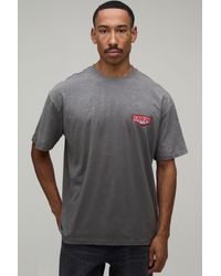 BoohooMAN - Oversized Ofcl Embroidered Spray Wash T-Shirt - Lyst