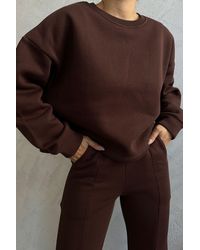 Hiccup - 2 Pieces: Round Neck Basic Sweatshirt & High Waist Slit Sweatpant - Lyst