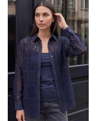 Roman - Lace Button Through Collared Shirt - Lyst