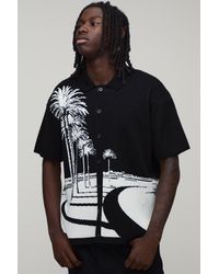 BoohooMAN - Relaxed Palm Scenic Jacquard Knitted Shirt - Lyst