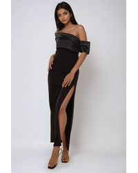 Hiccup - Draped Off Shoulder Maxi Dress With Slit - Lyst