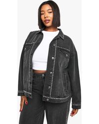 Boohoo - Plus Studded Denim Jacket - Lyst