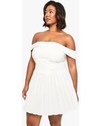 Boohoo - Plus Occasion Tailored Off Shoulder Skater Dress - Lyst
