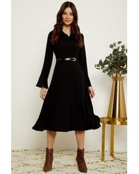 Sosandar - Button Front Fit & Flare Shirt Dress - Lyst