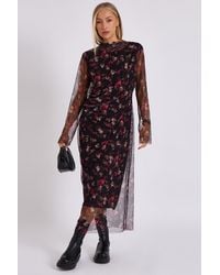 Gini London - Print Mesh Midi Dress - Lyst