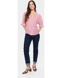 Saint Tropez - Blouse Met Korte Mouwen Regular Fit Pink Nectar Rose - Lyst