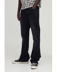 BoohooMAN - Studded Carpenter Stacked Slim Flared Jeans - Lyst