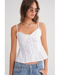 MixRay - Sweetheart Neck Button-Front Peplum Cami Top - Lyst