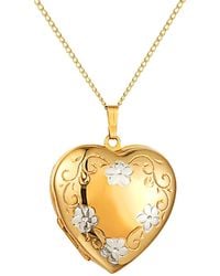 The Jewellery Stockroom - 33Mm Rolled Two-Tone Floral Heart Locket Necklace - Lyst