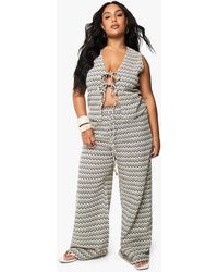 Boohoo - Plus Zig Zag Knitted Beach Trouser - Lyst