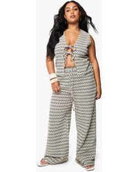 Boohoo - Plus Zig Zag Knitted Beach Trouser - Lyst