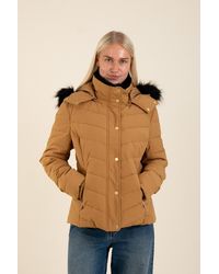 Harvey & Jones - Amber Quilted Jacket With Faux Fur Trim Hood - Lyst